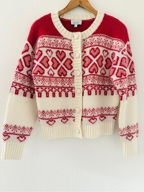Paris Atelier & Other Stories Jacquard Knit Heart Cardigan